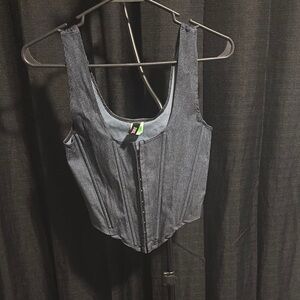 Dark Gray Denim Corset Top